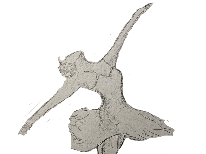 A sketch of a ballerina. 