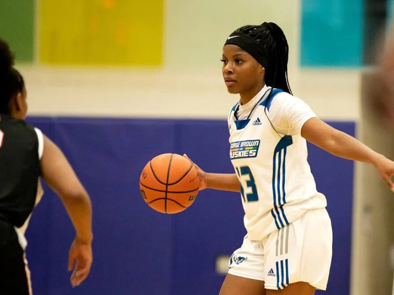 Victoria Lawrence in action last year for the George Brown Huskies. Photo courtesy of George Brown College.