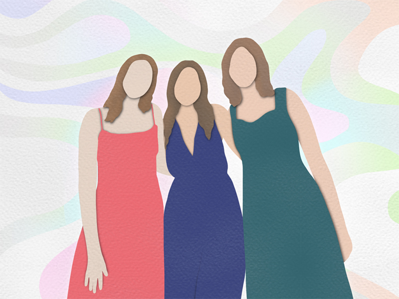 An illustration of three women. 