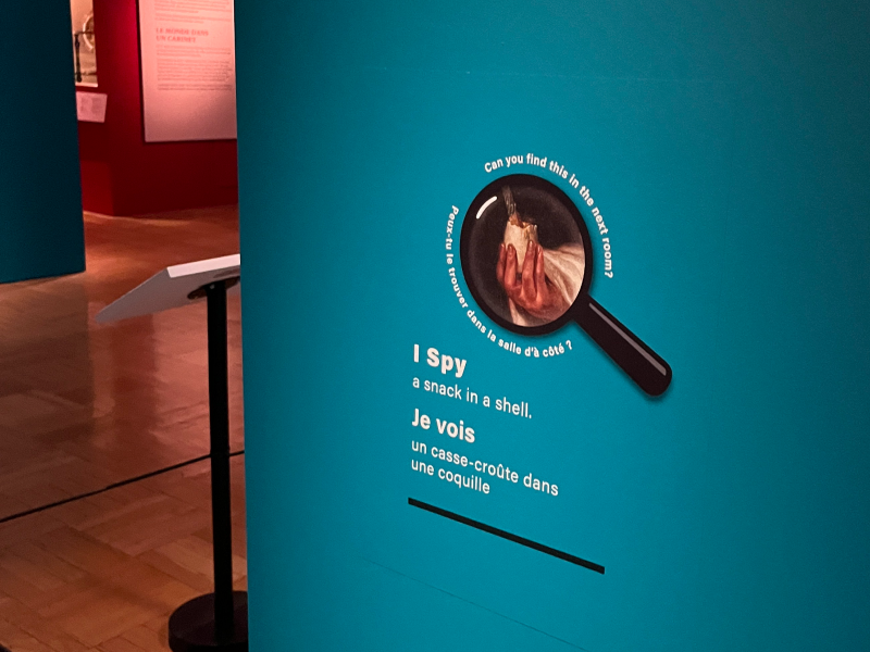 Close up of wall decal in ROM with an "I spy" clue