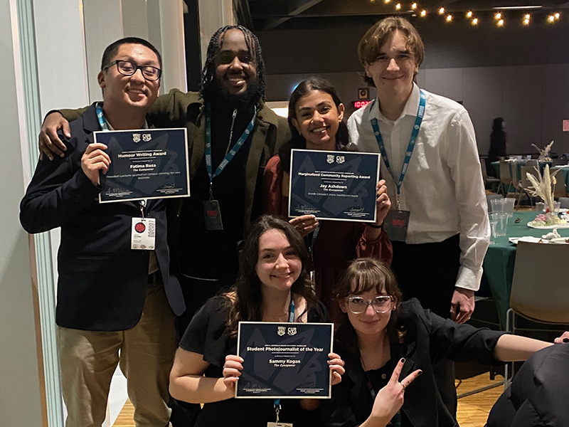 The Eyeopener team with the awards on Gala night at NASH87.  (Photo courtesy Vanessa Kauk)