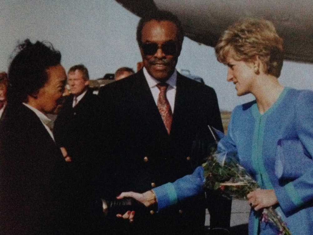 The Honourable Lincoln Alexander with princess Diana of Wales and a man