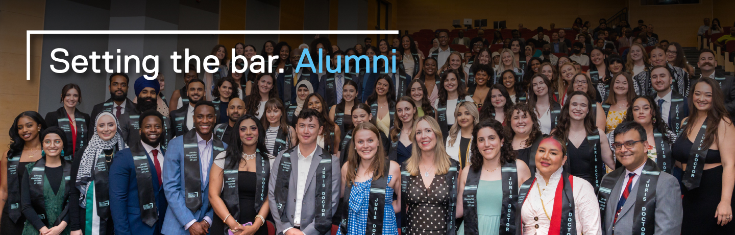 TMU law's alumni posing for group photo.