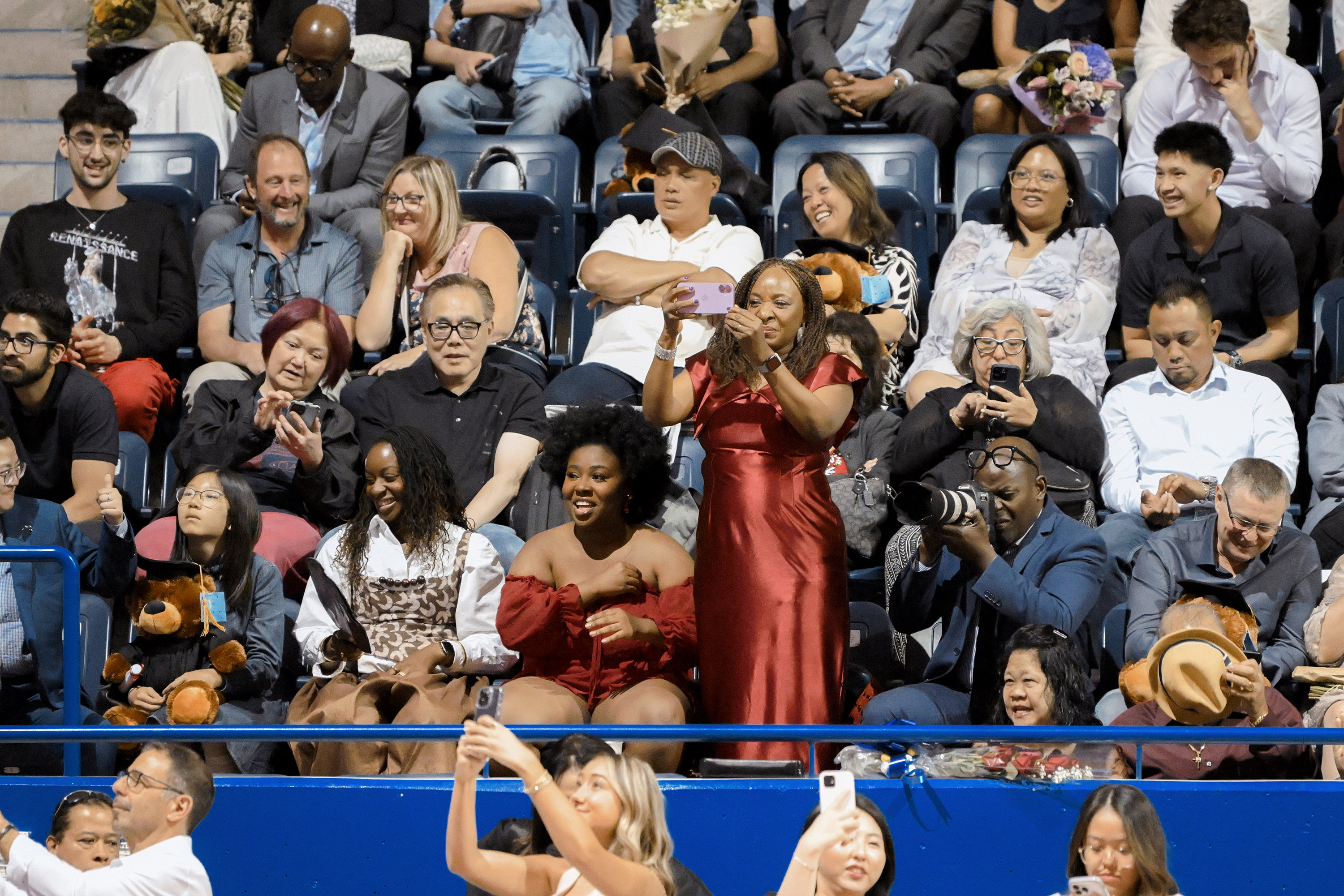 family and friends in audience cheering on