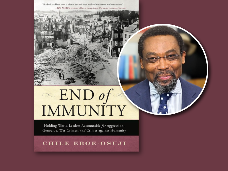 End of Immunity book cover and a portrait of the author - Chile Eboe-Osuji