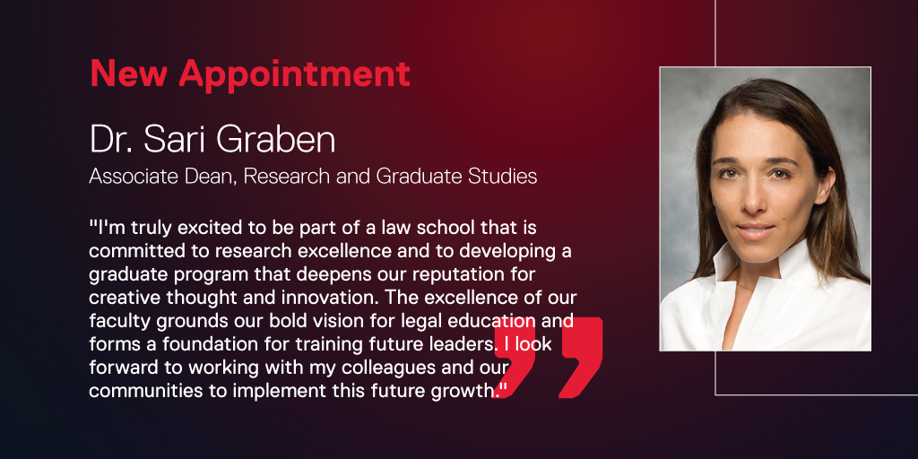 Sari Graben new appointment Associate Dean Research and Graduate Studies quote