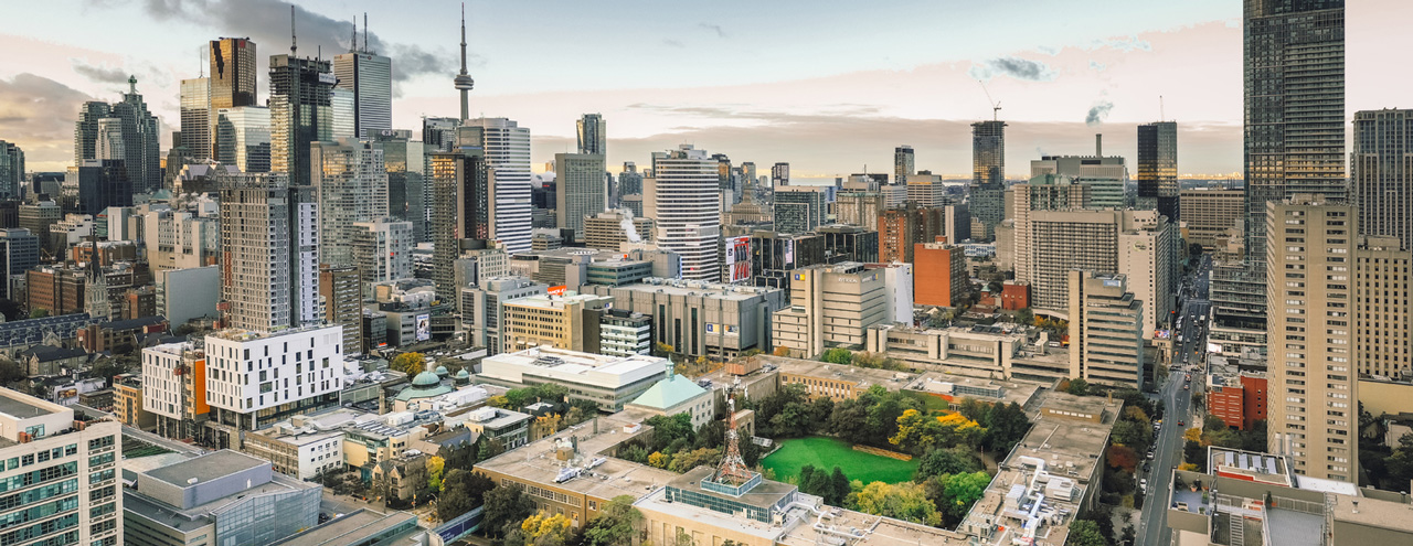 overhead drone image of ryerson campus