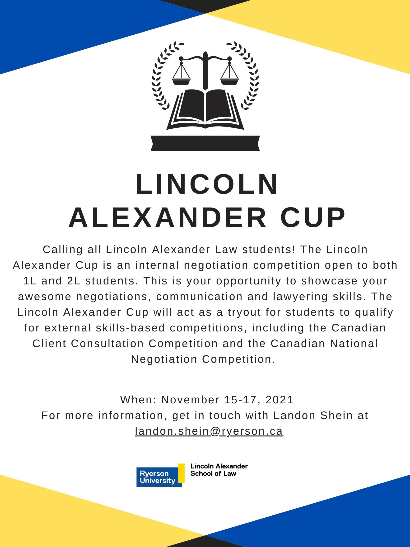 Lincoln Alexander Cup Poster: graphic with scale and book
