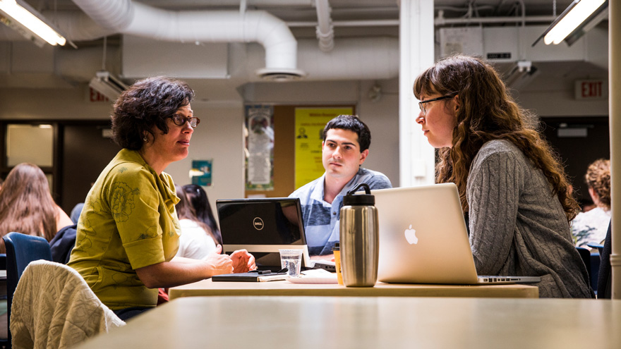 three students working together