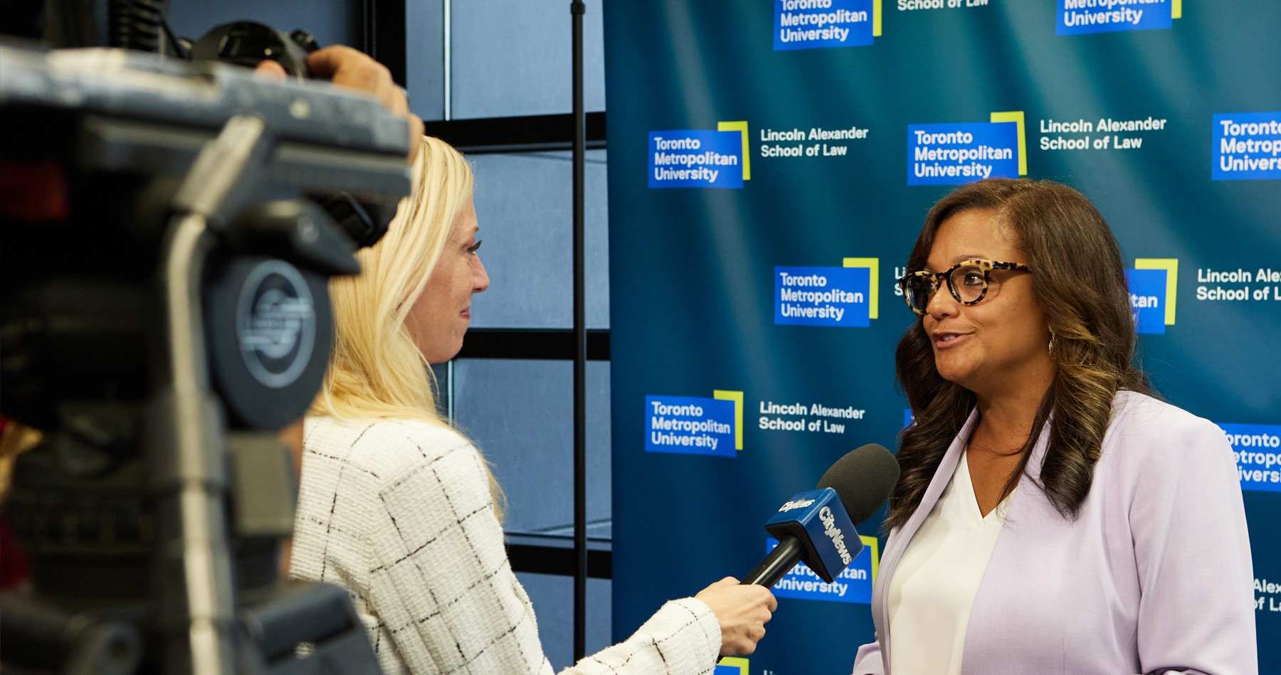 Donna Young being interviewed