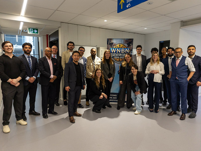 sports lawyers and agents posing who volunteered their time as judges for the inaugural Women’s National Basketball Summit.