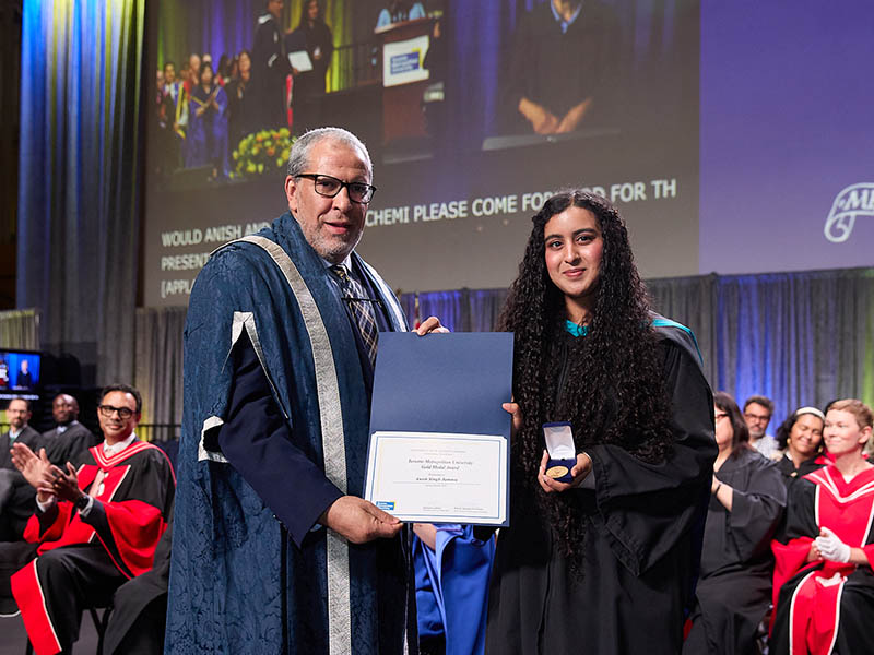 President Mohamed Lachemi awards TMU Gold Medal to Anish Jammu