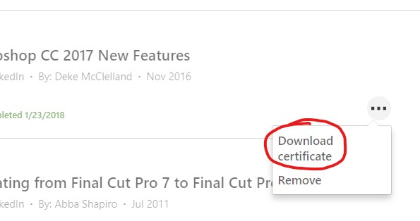 Download certificate option