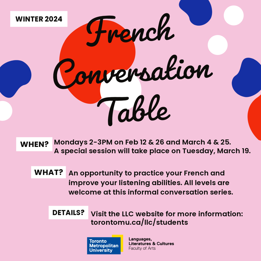 French Conversation Table for Winter 2024.