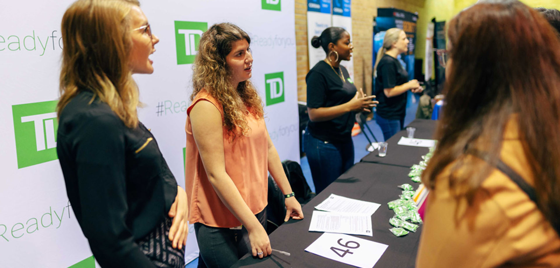 Math undergradaute students attending the TMU career fair.