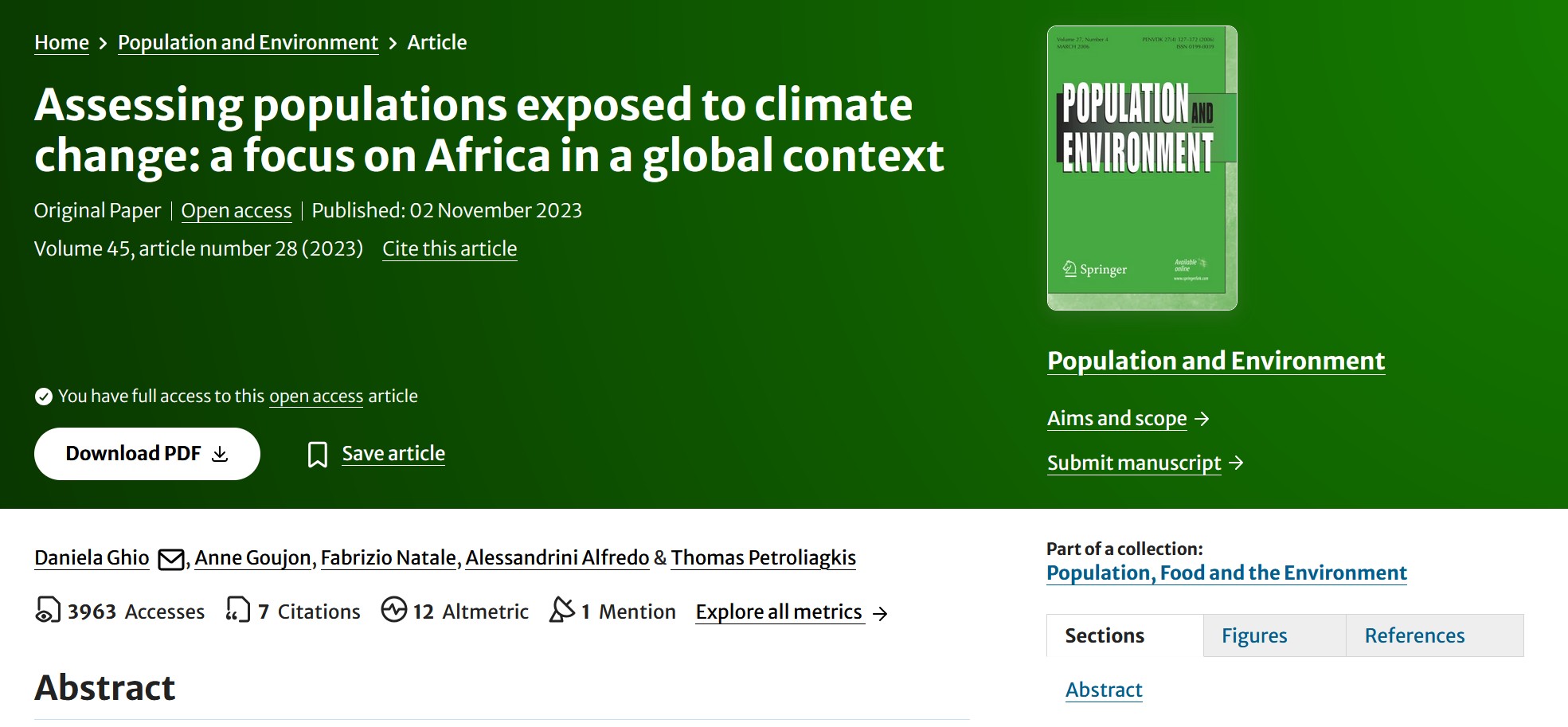 Assessing populations exposed to climate change: a focus on Africa in a global context.