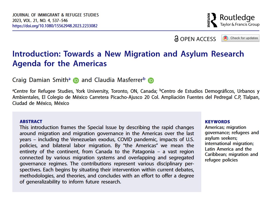 Introduction: Towards a New Migration and Asylum Research Agenda for the Americas.