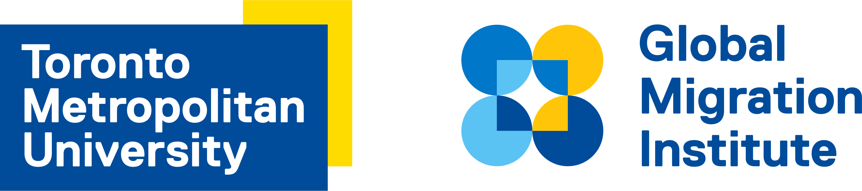 Toronto Metropolitan University logo and Global Migration Institute logo lockup
