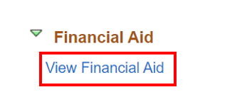 View Financial Aid link in Financial Aid section in MyServiceHub