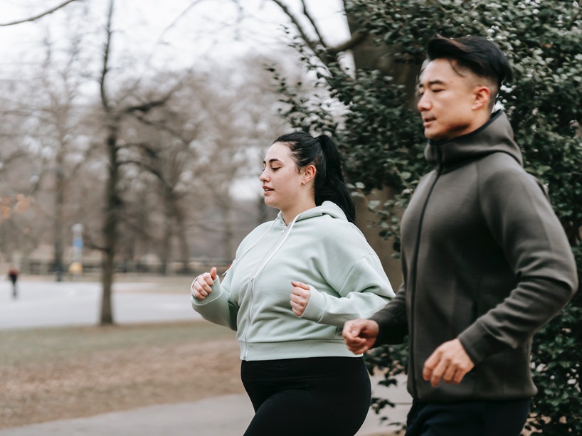 Two students outside for a jog.