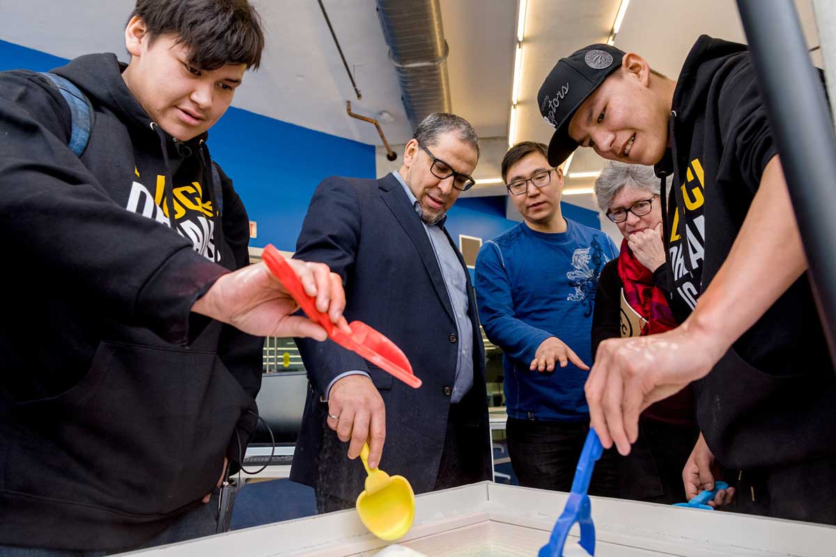 Mohamed Lachemi working with La Loche students