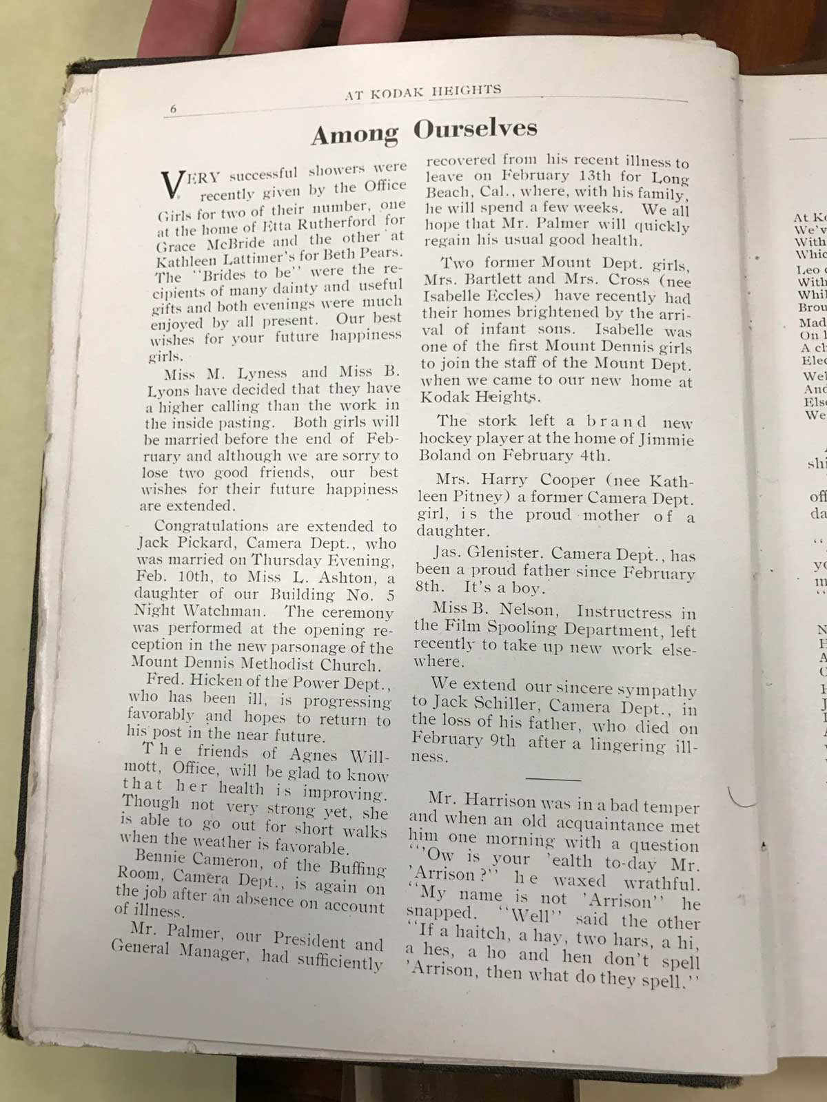 The gossip column from Kodak’s employee magazine