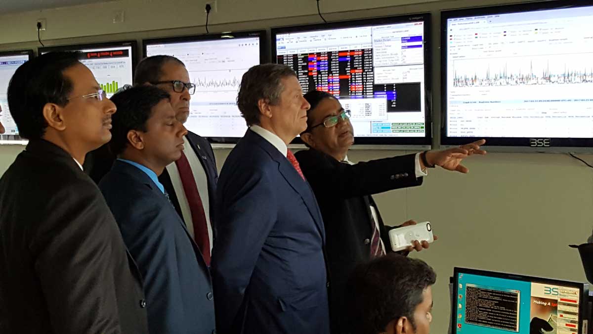 From left: Ambarish Datta, Neethan Shan, Mohamed Lachemi, John Tory and Ashish Chauhan