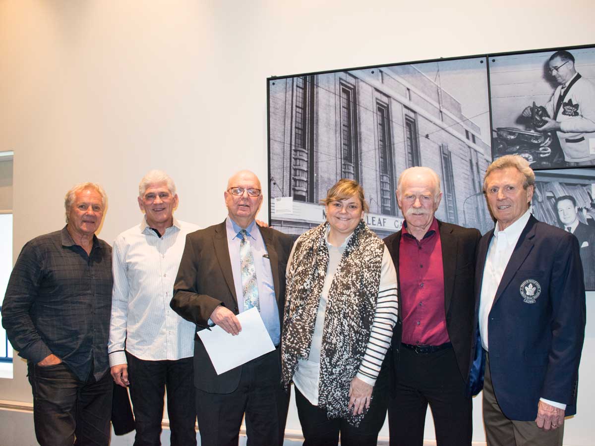 From left: Darryl Sittler, Rick Vaive, Ralph Lean, Cheri Bradish, Lanny McDonald and Paul Henderson