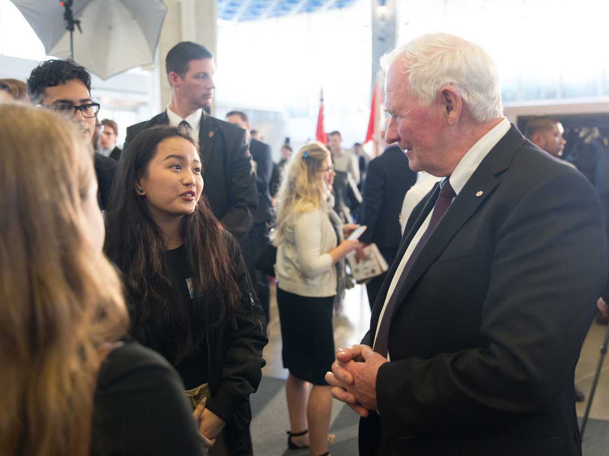David Johnston talking to students at the SHAD launch