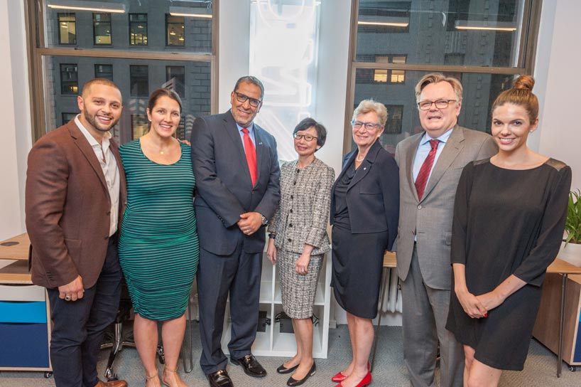 From left: Abdullah Snobar, Lisa Skye-Hain, Mohamed Lachemi, Janice Fukakusa, Phyllis Yaffe, Marc-André Blanchard and Marie Chevrier