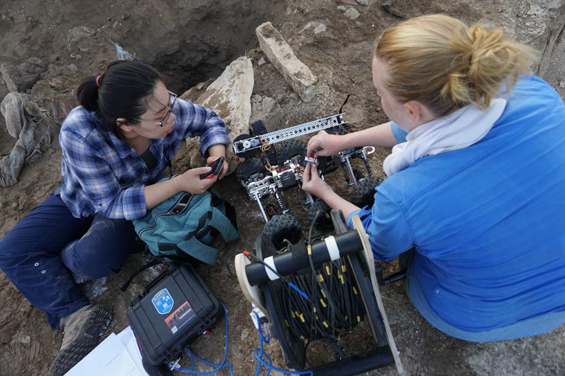 Jean Li working on the robot