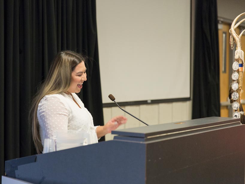Indigenous grad student Amanda Quinn presenting at Aboriginal Student Showcase