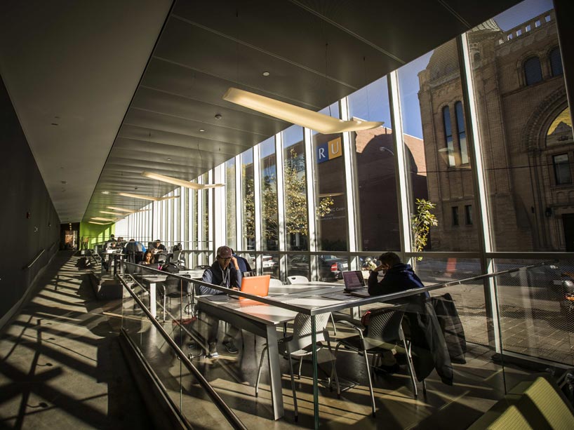 Students studying at Ryerson University campus