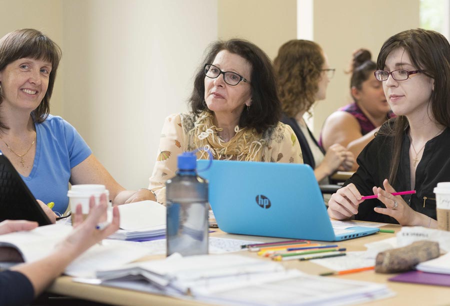 Nursing professor Jasna Schwind, centre, says imagination and creative self-expression play key roles in learning and clinical practice