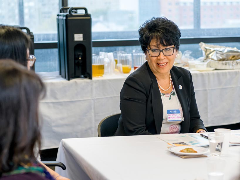 Katerina Belazelkoska sharing her immigrant experiences at the Human Library event on Nov. 5