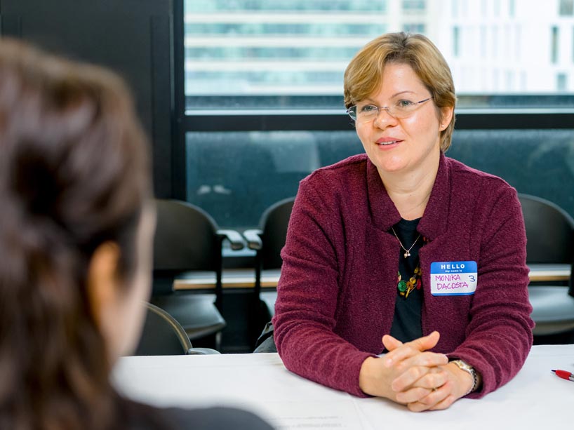 Monika Dacosta sharing her immigrant experiences at the Human Library event on Nov. 5