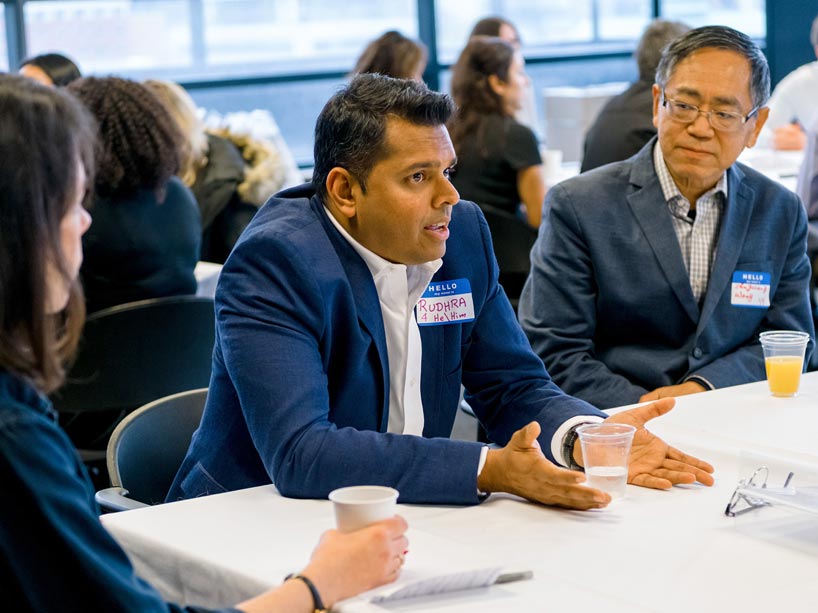 Rudhra Persad sharing her immigrant experiences at the Human Library event on Nov. 5