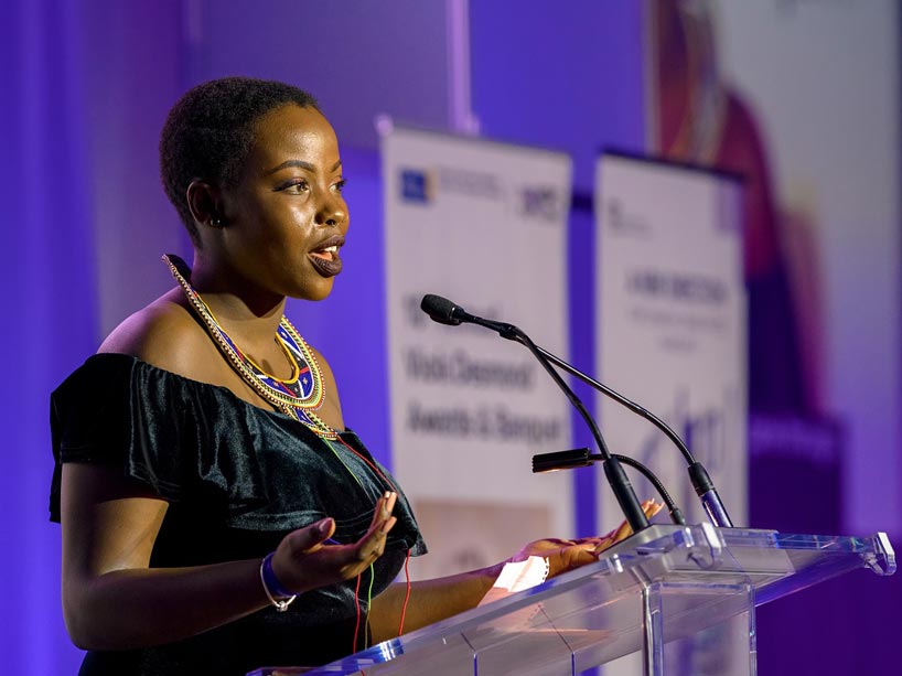 Susanne Nyaga saying a few words at the 2018 Viola Desmond Awards