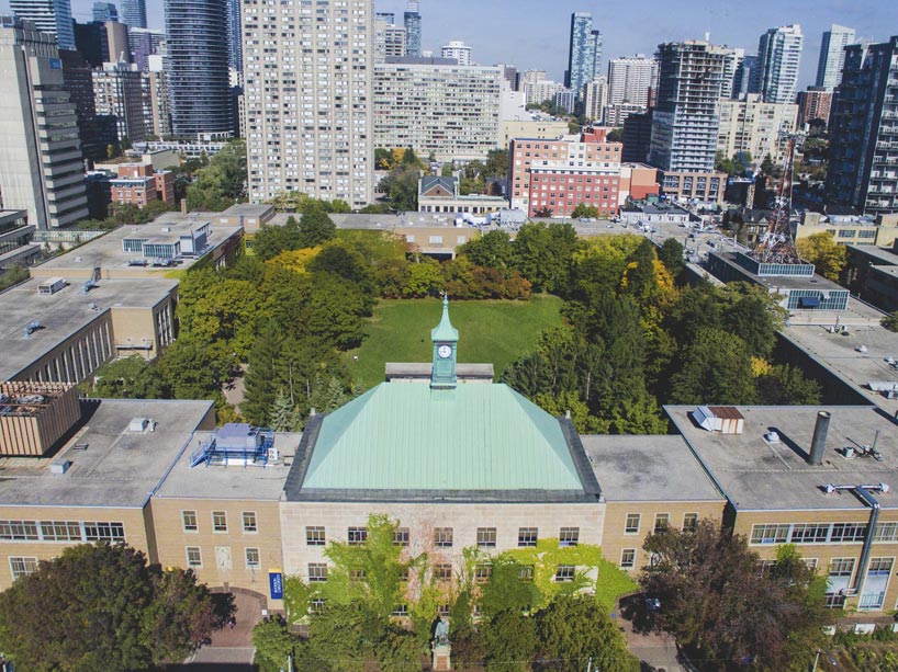 Aerial view of Kerr Hall quad
