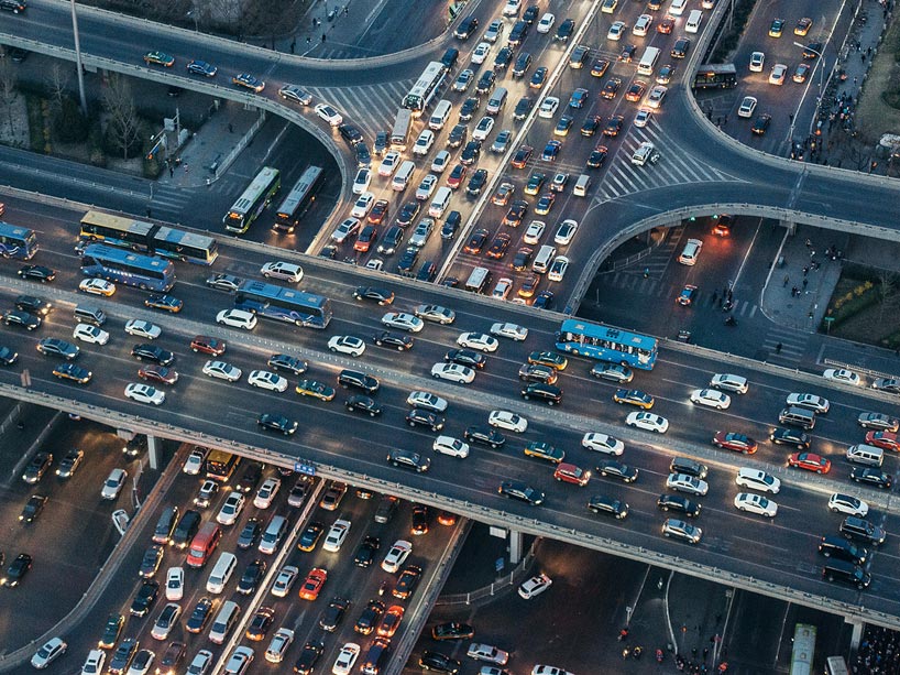 Highways full of cars and traffic