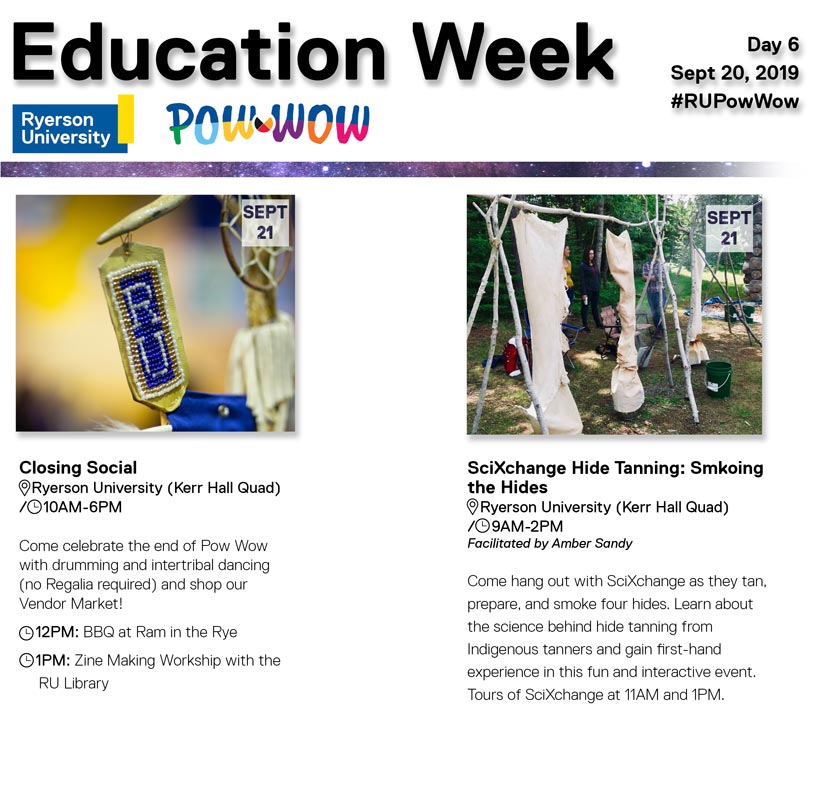 Poster of a calendar outlining daily powwow events