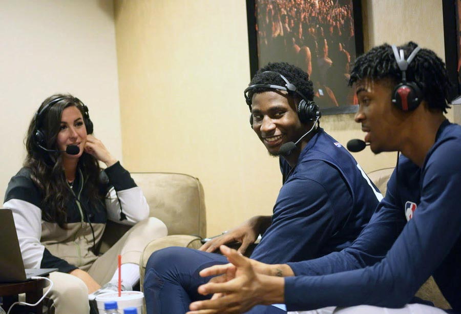 From left: Kelcey Wright Johnson, Ja Morant and Jaren Jackson Jr.