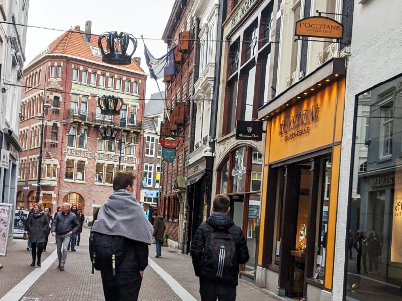 Pedestrians enjoy shopping in The Hague