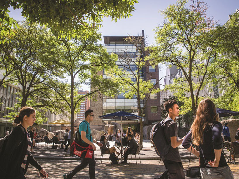 Students walking on campus