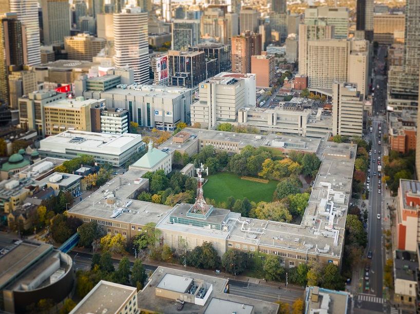 An aerial shot of Ryerson's quad. 