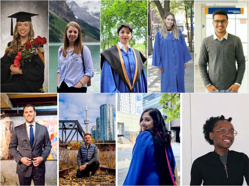 A composite of the nine award-winning graduates.