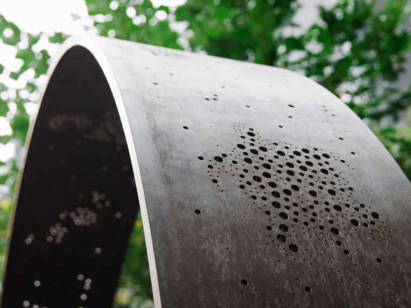 A close up of the ring and its perforations in the shape of animals.