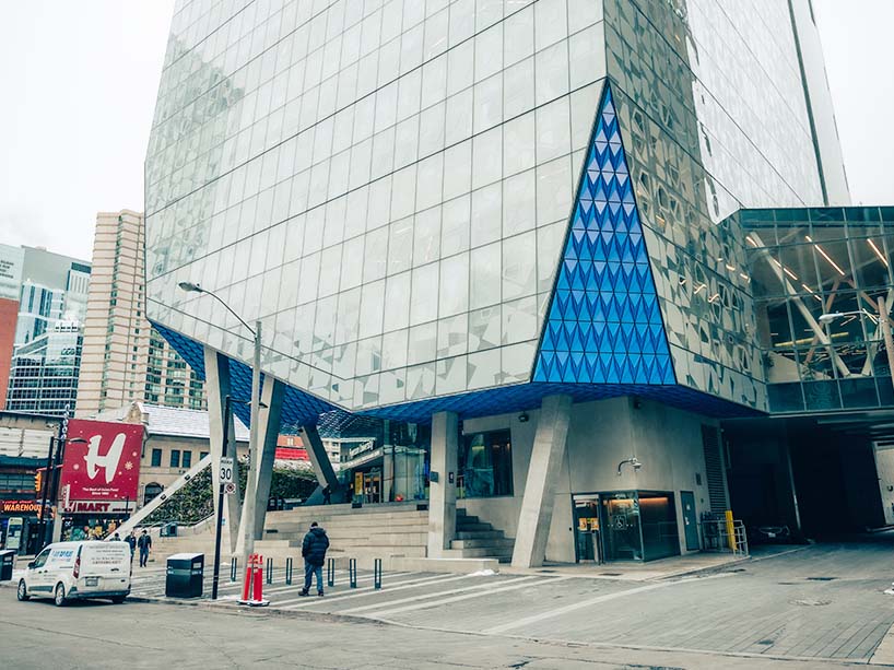 The Student Learning Centre on campus in the winter. 