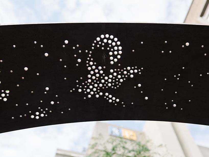 A close up of the Ring installed on campus.