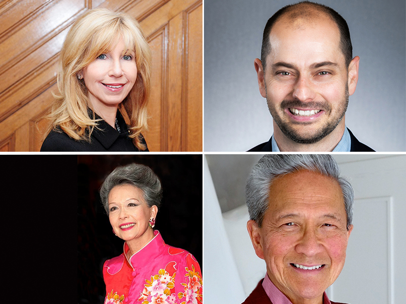 The Fall 2022 honorary doctorate recipients Lynn Factor, Toby Heaps, Dr. Neville Poy and Honorable Vivienne Poy.
